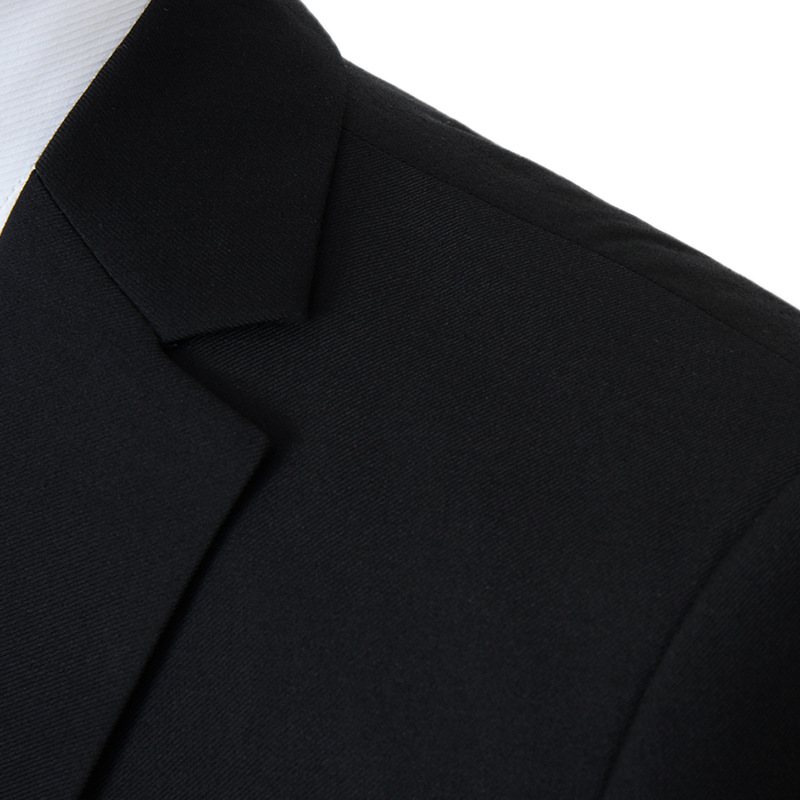 3-osainen Miesten Puku Kahdella Napilla Muodollinen Mekko Ohut Yksivärinen Suuri Koko - Musta