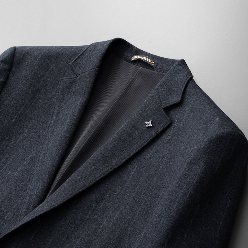 Miesten Bleiseri Urheilutakki Business Moderni Loose Stripe Muoti Kaksi Nappia Iso Koko - Sininen