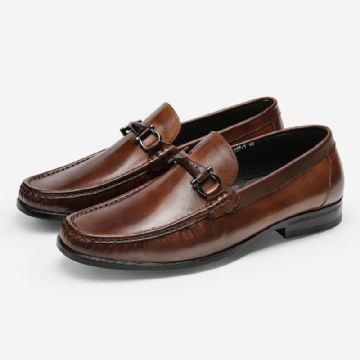 Miesten Juhlakengät Loafers Lehmännahkainen Mokasiini Pyöreä Varvas Metallisolki