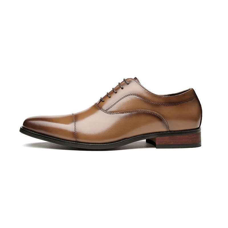 Miesten Juhlakengät Oxford Cap Toe Lehmännahkainen Puukorko - Khaki