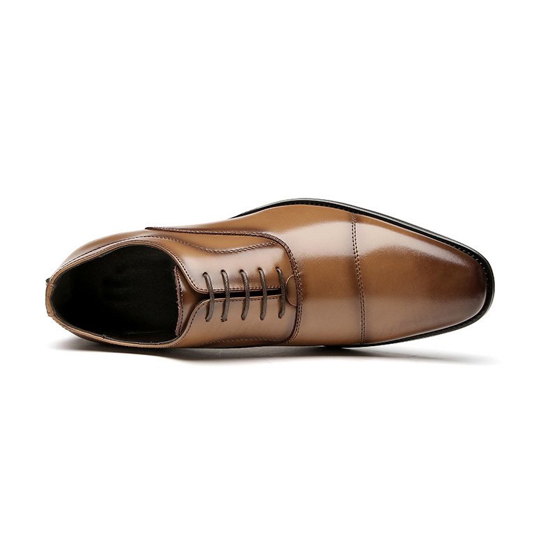 Miesten Juhlakengät Oxford Cap Toe Lehmännahkainen Puukorko - Khaki