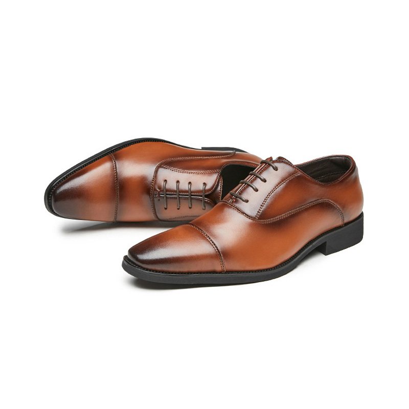 Miesten Juhlakengät Oxford Lace Up Teräväkärkinen - Ruskea