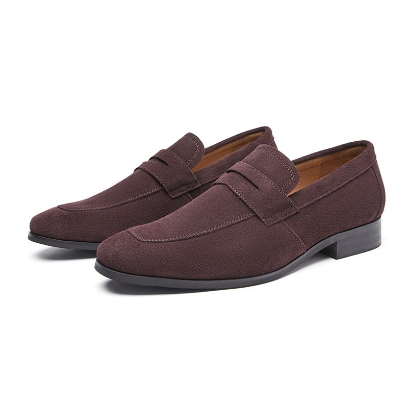 Miesten Loafers Mokkasiinit Nubuck Cow Leather Hevosenkenkäkorko