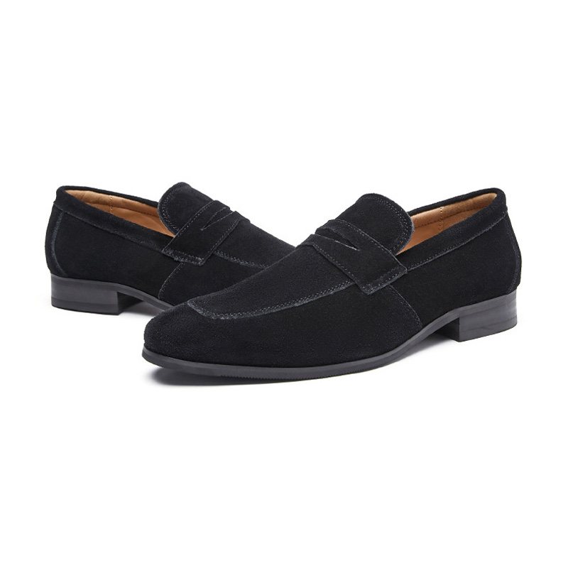 Miesten Loafers Mokkasiinit Nubuck Cow Leather Hevosenkenkäkorko - Musta