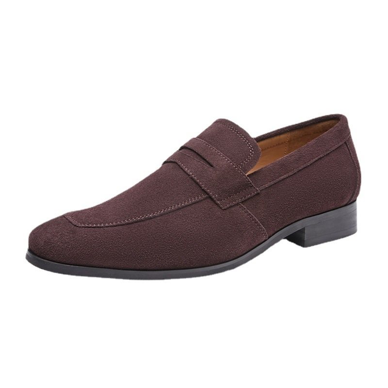 Miesten Loafers Mokkasiinit Nubuck Cow Leather Hevosenkenkäkorko - Ruskea