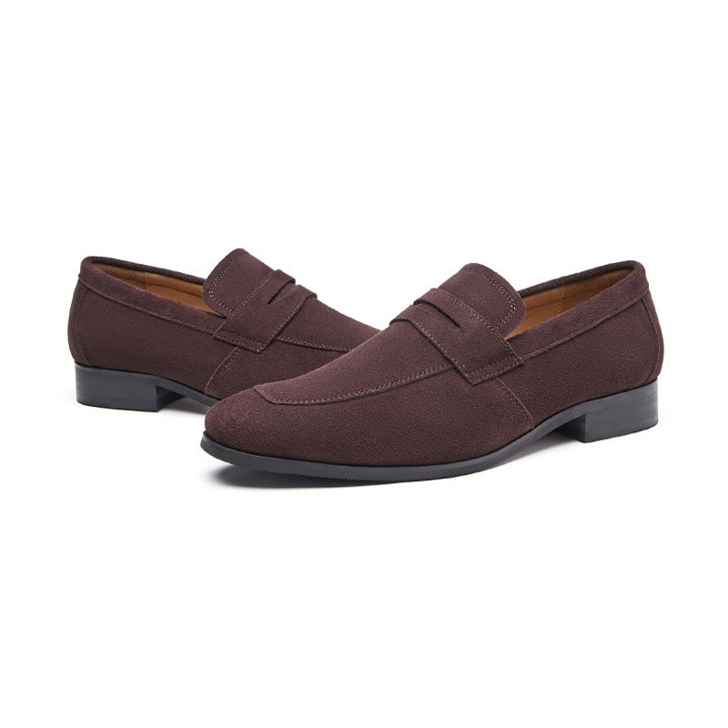 Miesten Loafers Mokkasiinit Nubuck Cow Leather Hevosenkenkäkorko - Ruskea