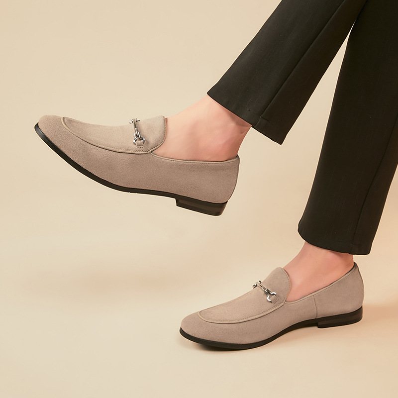 Miesten Loafers Mokkasiinit Nubuck Nahka Pyöreä Toe - Khaki