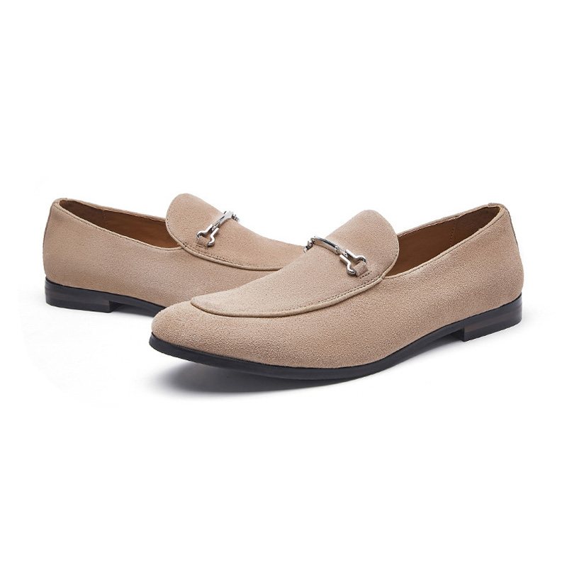 Miesten Loafers Mokkasiinit Nubuck Nahka Pyöreä Toe - Khaki