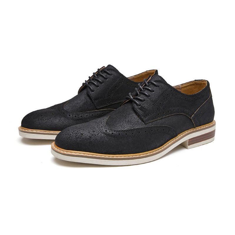 Miesten Mekkokengät Brogue Mokkanahka Lehmännahka Retro Derby -kengät Pyöreä Kärki - Musta