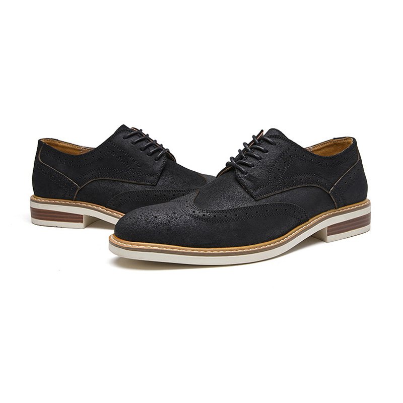 Miesten Mekkokengät Brogue Mokkanahka Lehmännahka Retro Derby -kengät Pyöreä Kärki - Musta