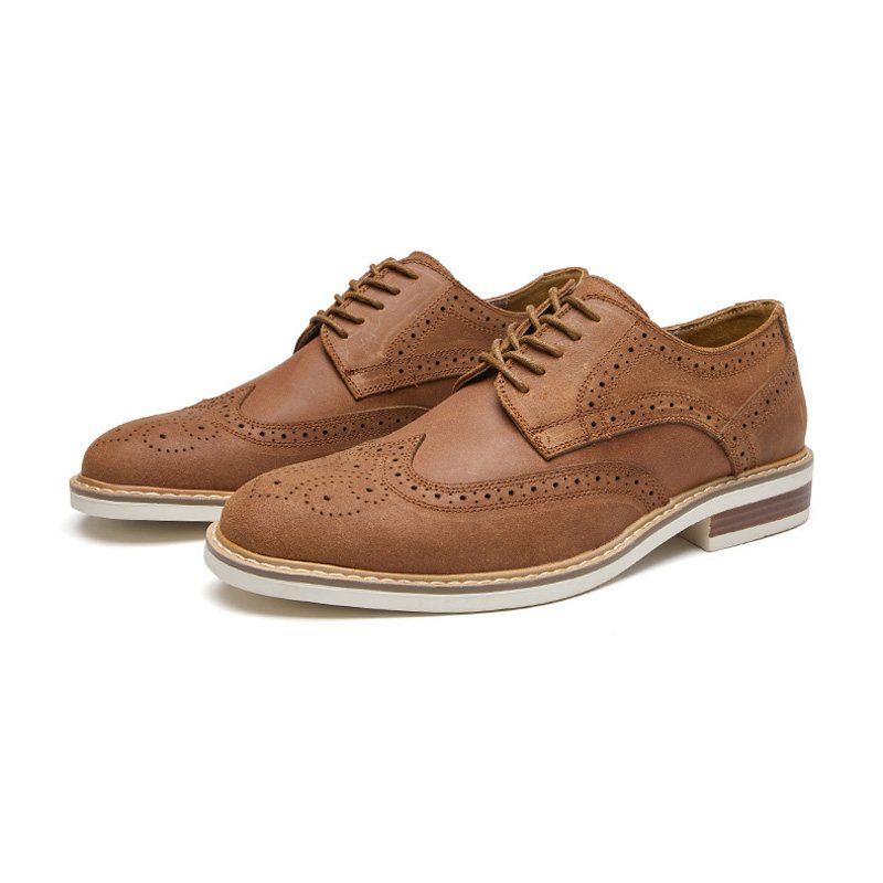 Miesten Mekkokengät Brogue Mokkanahka Lehmännahka Retro Derby -kengät Pyöreä Kärki - Ruskea