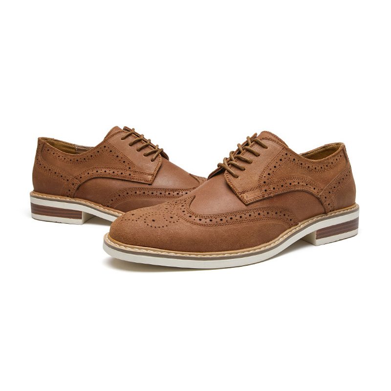Miesten Mekkokengät Brogue Mokkanahka Lehmännahka Retro Derby -kengät Pyöreä Kärki - Ruskea