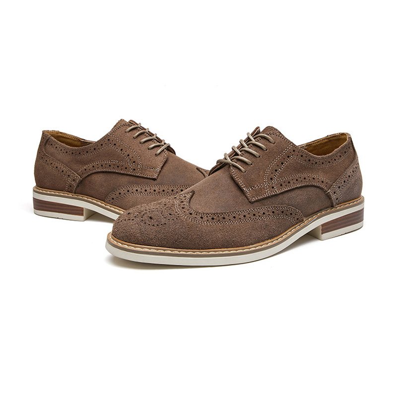 Miesten Mekkokengät Brogue Mokkanahka Lehmännahka Retro Derby -kengät Pyöreä Kärki - Harmaa