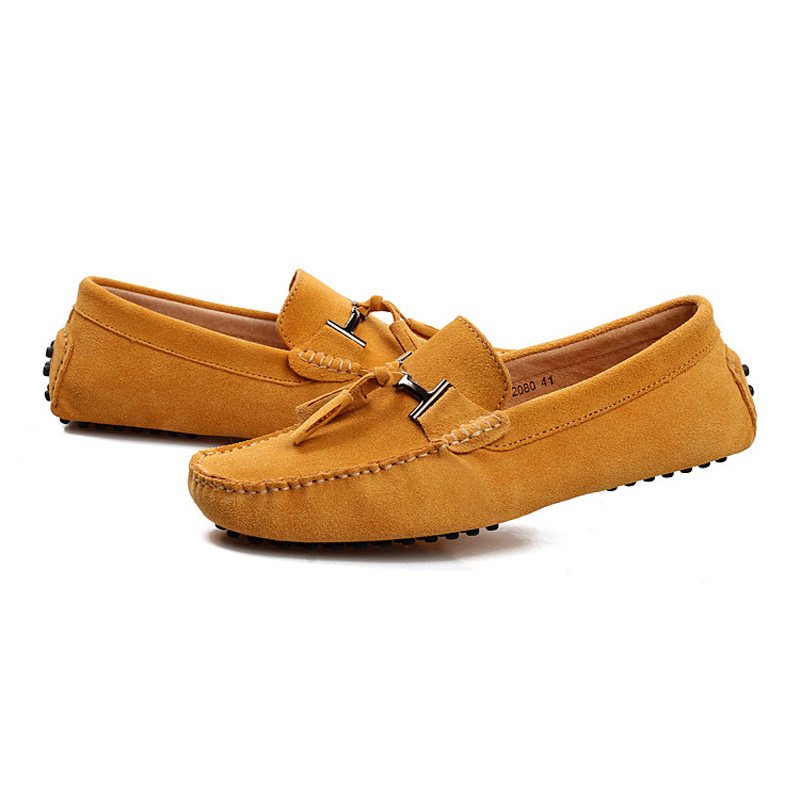 Miesten Mokkasiinit Loafers Ajokengät Tassel Suede Leather - Keltainen