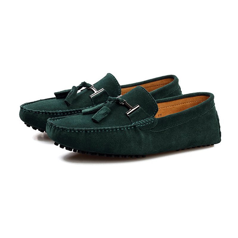 Miesten Mokkasiinit Loafers Ajokengät Tassel Suede Leather - Vihreä