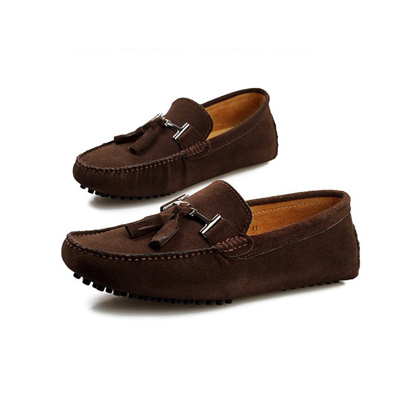 Miesten Mokkasiinit Loafers Ajokengät Tassel Suede Leather - Vihreä