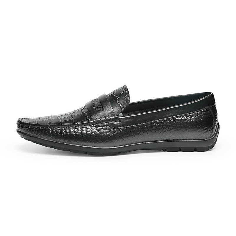 Miesten Mokkasiinit Loafers Lehmännahkainen Krokotiilikuvio - Musta