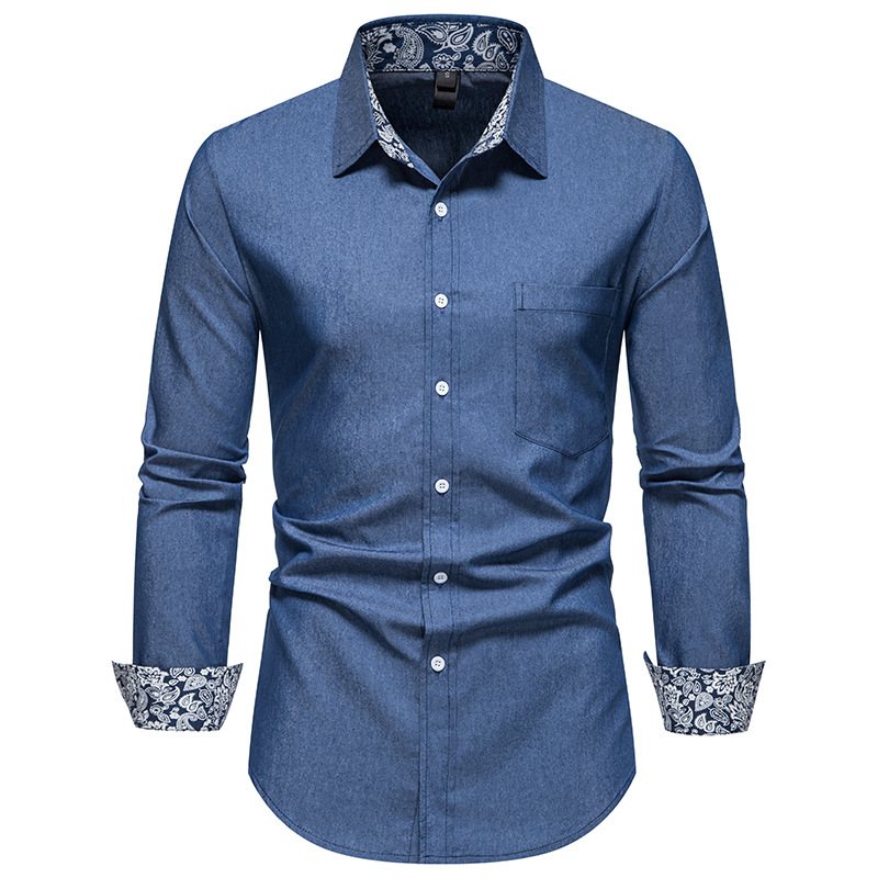 Miesten Paita Denim Pitkähihainen